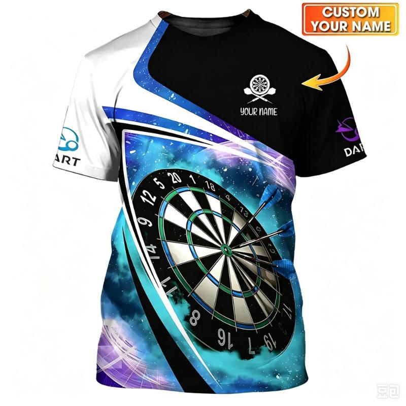 3D Print Cool Flame Design Dart T-shirt For Men Custom Your Name Training And Leisure Tee Shirt Round Neck Short Sleeve 2026