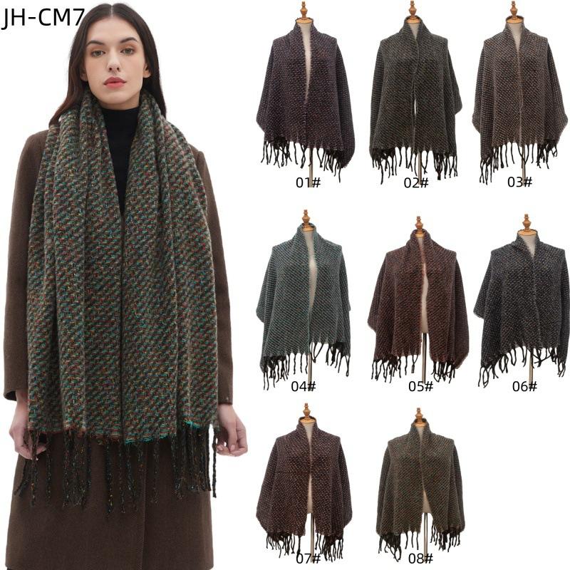 New scarf autumn and winter men's and women's fringed colored flower scarf shawl