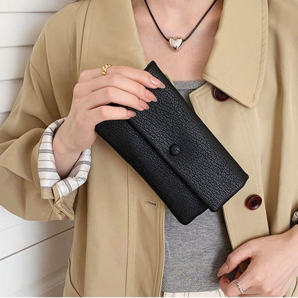 Korean Style Envelope Wallets PU Leather Change Bag Simple Women Long Clutch Bag  Outdoor