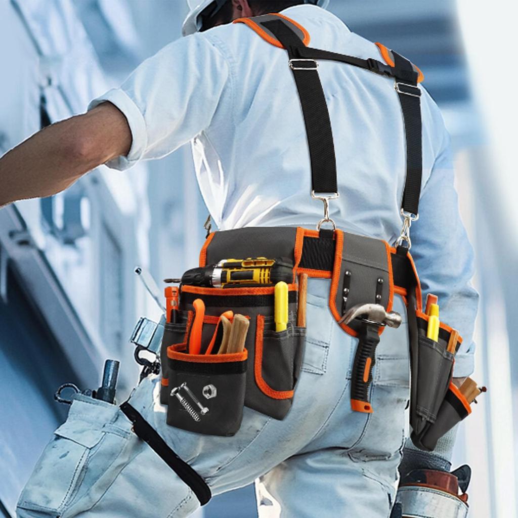 Zimmermann Werkzeuggürtel Schnellverschluss Abnehmbar 18 Taschen Professioneller Werkzeuggürtel Für Männer Für Elektroinstallation Gerüstbau Bau