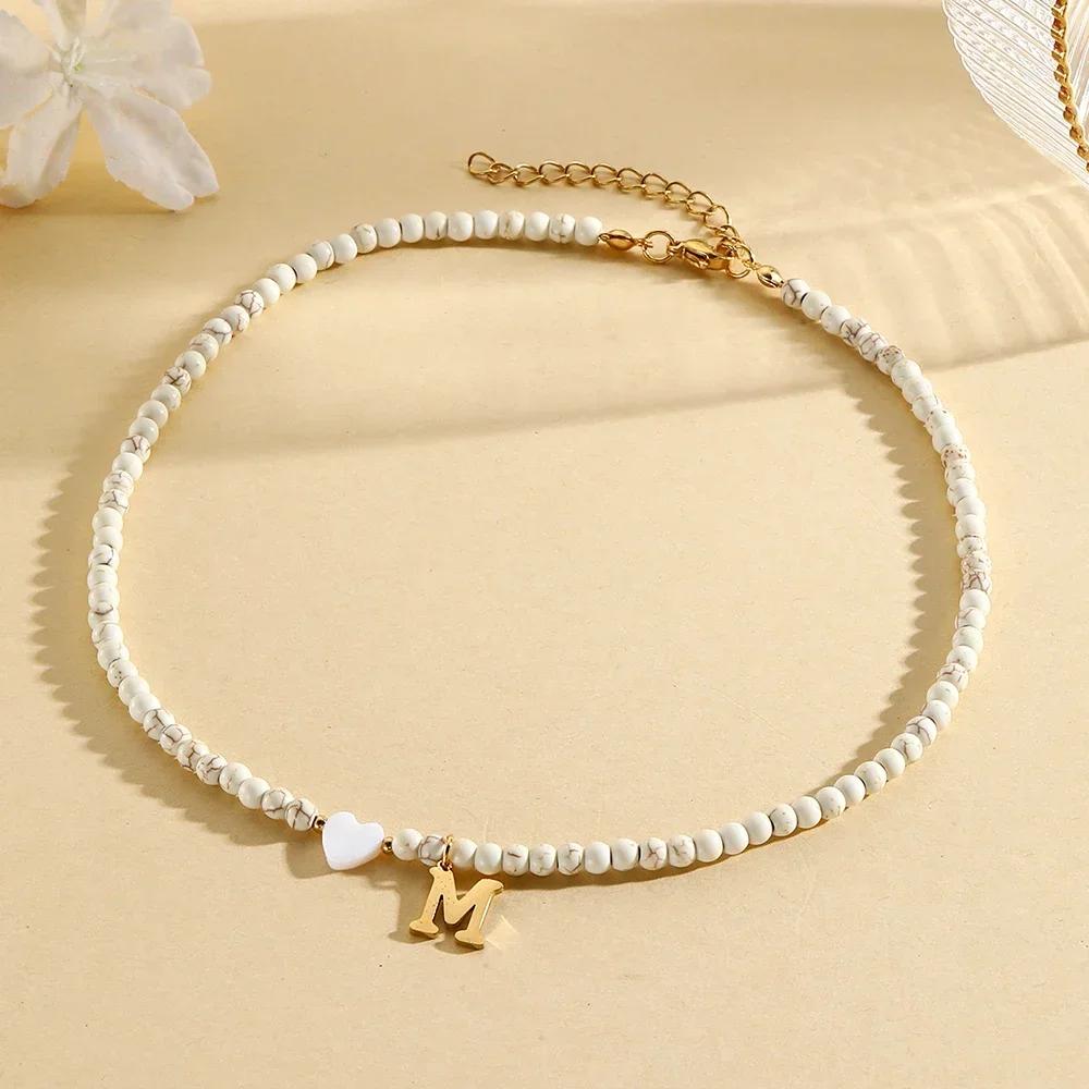 Bohemian Choker Neck Necklaces Heart-shaped Shell Letter Pendant Beads Women Necklace Woman Trend Jewelry Gift 2025