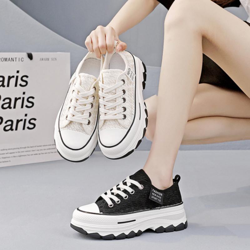 Thick-soled Platform Canvas Shoes for Women Summer Breathable All-match Casual Sneakers