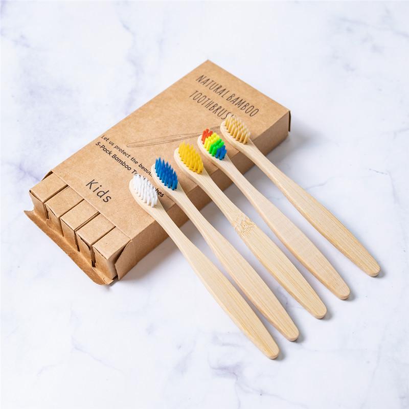 Bamboo Toothbrush Set for Kids & Adults - Round Handle (4, 5, 8, 10 pcs) with Optional Logo