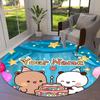 Bear Panda Night Custom Name Round Area Rug Carpet Rug For Living Room Bedroom Sofa Playroom Decor Nonslip Floor Mat