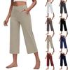 Women’s Wide Leg Cropped Pants with High Waist and Pockets Comfortable Loose Fit Soft Fabric for Everyday Wear