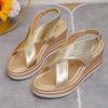 Summer New Fashion Plus Size Sandals Women's Round Toe Open Toe Platform One Buckle Strap Platform Heels