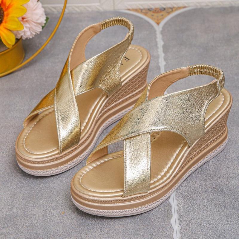 Summer New Fashion Plus Size Sandals Women's Round Toe Open Toe Platform One Buckle Strap Platform Heels