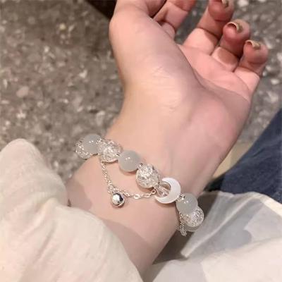 Dámský náramek s kočičím okem a kamenem s měsíčním zvonkem: Elegantní čínské korálkové šperky s motýly pro přítelkyně