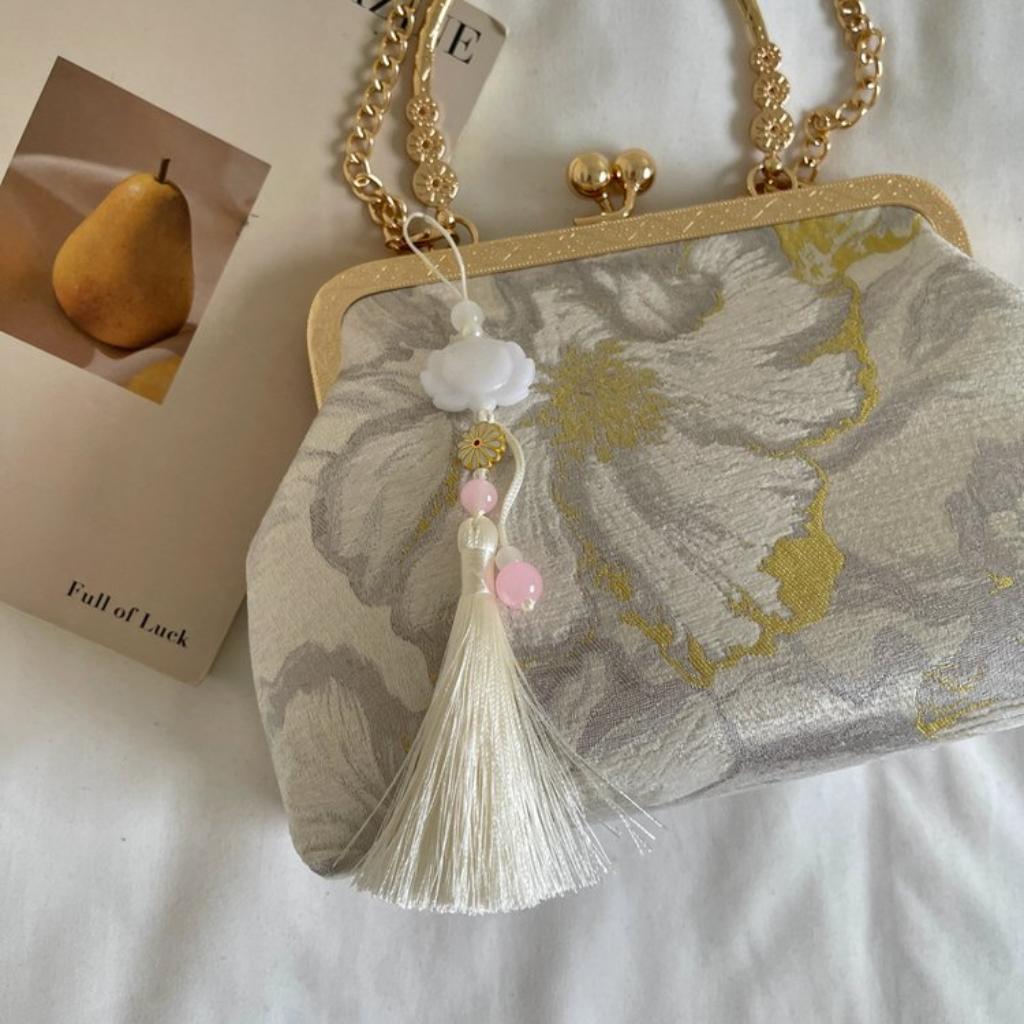 Handbag Women Fabric Embroidered Tassel Chain Strap Daily Party