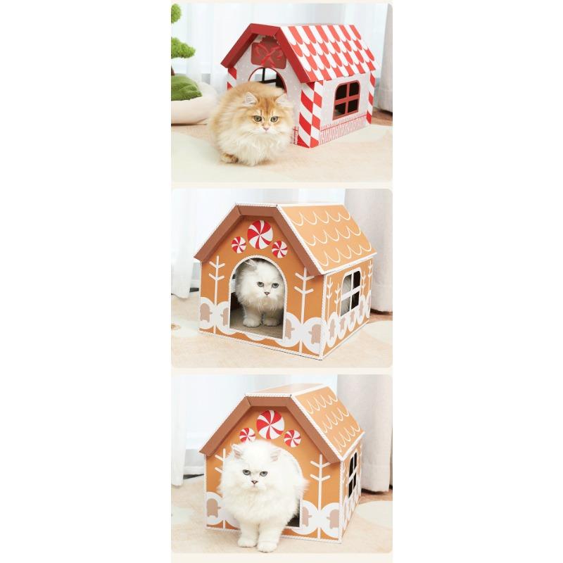 Weihnachtsthema Multifunktional Große Kapazität Wellpappe Katzenhaus Kratzbaum