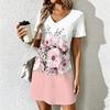 Mode d'été pour femmes Robe à col en V Imprimé floral Vintage Robes Courtes Sexy