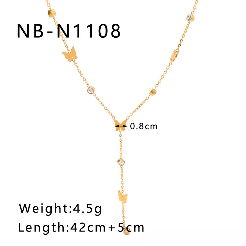 Butterfly Charm Crystal Necklace For Women Link Chain Tassel Zirconia Choker