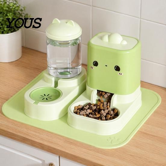 Continuous Water Supply Pet Feeder 2Pcs/Set Automatic Feeders, Cat Food And Labor-saving Dispenser, Large Capacity Dispenser for Indoor Cats Top