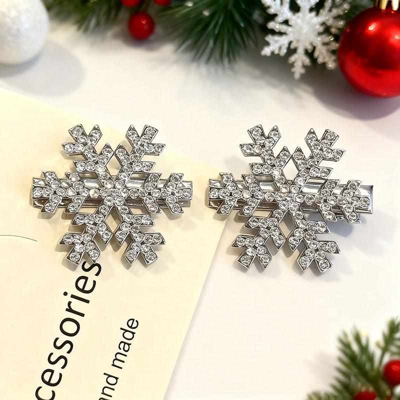 2/4/6pcs Christmas Rhinestone Snowflake Hair Clips Shiny Exquisite Hair Pins For Women Girls 2026 Fashion Jewelry New Year Gifts