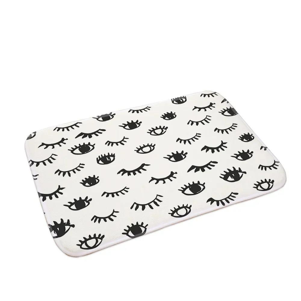 Glitter EyeLash Welcome Makeup Entrance Doormat Non Slip Rugs for Girls Bedroom Decor Home Carpets Living Room Kitchen Bath Mat