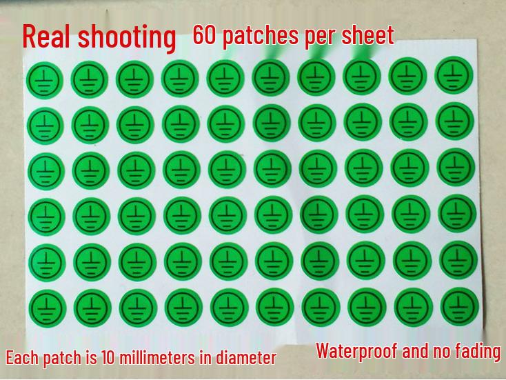 Waterproof Self-adhesive Anti-static Grounding Safety Stickers - 60 Per Sheet