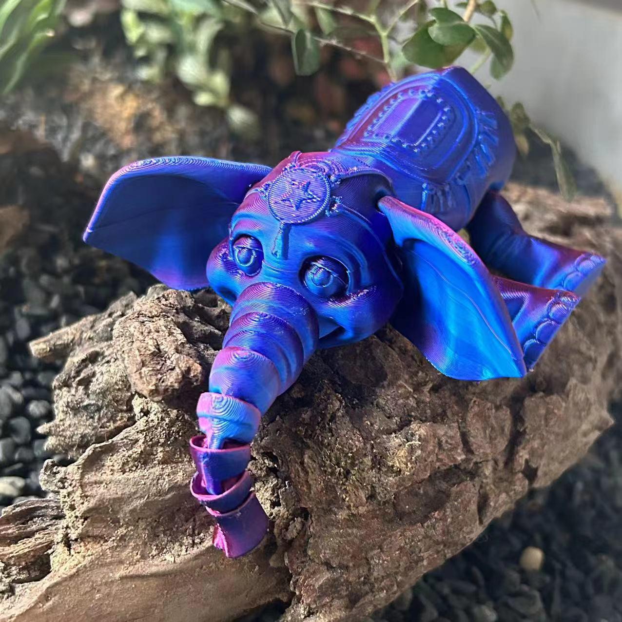 

3D Printed Cute Elephant Figurine: Creative Landscape Decoration Ornament for Holidays and Gifts червоний/синій