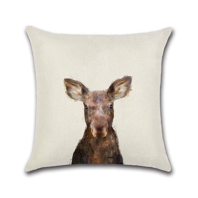 Cute Cartoon Rabbit Printed Cushion Cover Cotton Linen Bear Owl Pillow Case Sofa Decorative Pillowcases Cover Funda De Almohada