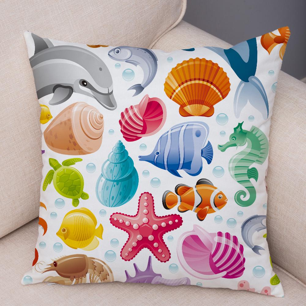 Cute Animal Pattern Cushion Cover Cartoon Friends Monkey Penguin Zebra Donkey Design Soft Square Pillow Home Decor Gift xcm