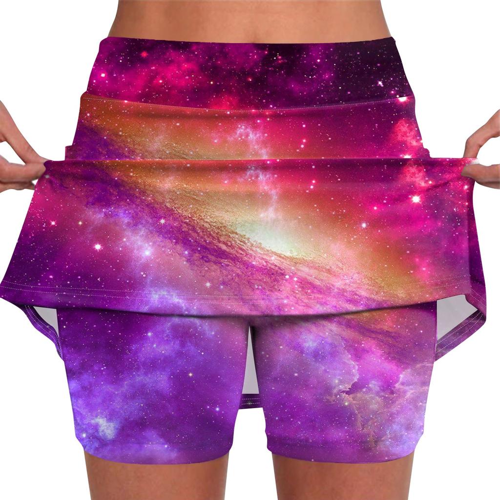 Kadınlar için elastik Yoga Pantolon-Etekler Baskı Atletik Şort Hafif Yüksek Bel Sıska Katı Joggers