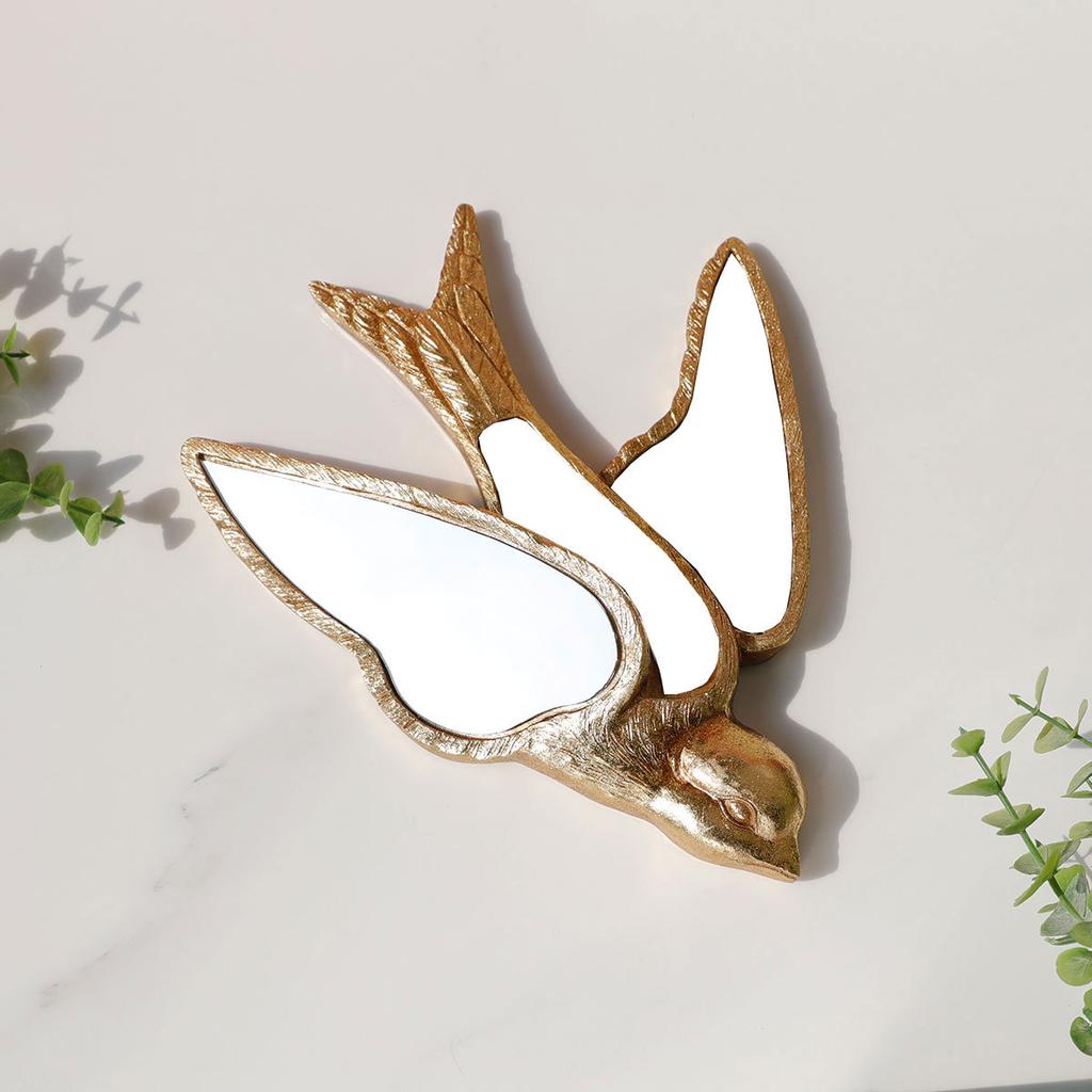 Mirror Wall Hanging Swallow Golden Bird Background Wall Decoration Simulated Animal Pendant Room Decoration Accessories