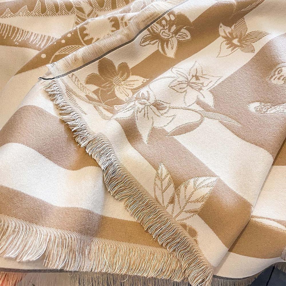 Fjäril Imitation Kashmir Stor Fyrkantig Sjal Dam Vinter Kyla Sjal Dubbelsidig Sjal Förtjockad