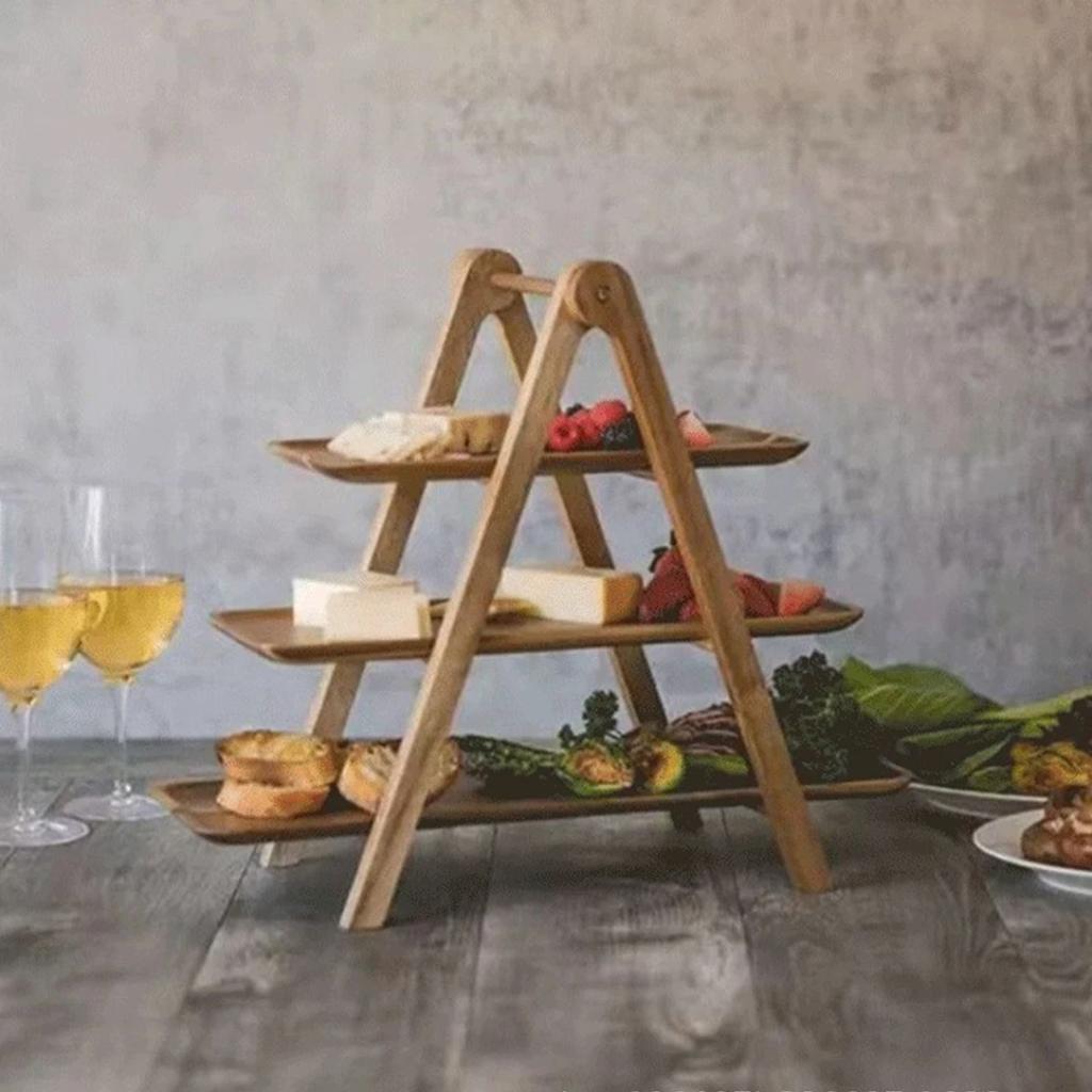 3 Tier Wooden Tray Wood Tiered Tray Decor Cake Stand Farmhouse Tiered Tray Party Serving Dishes And Platters Trays