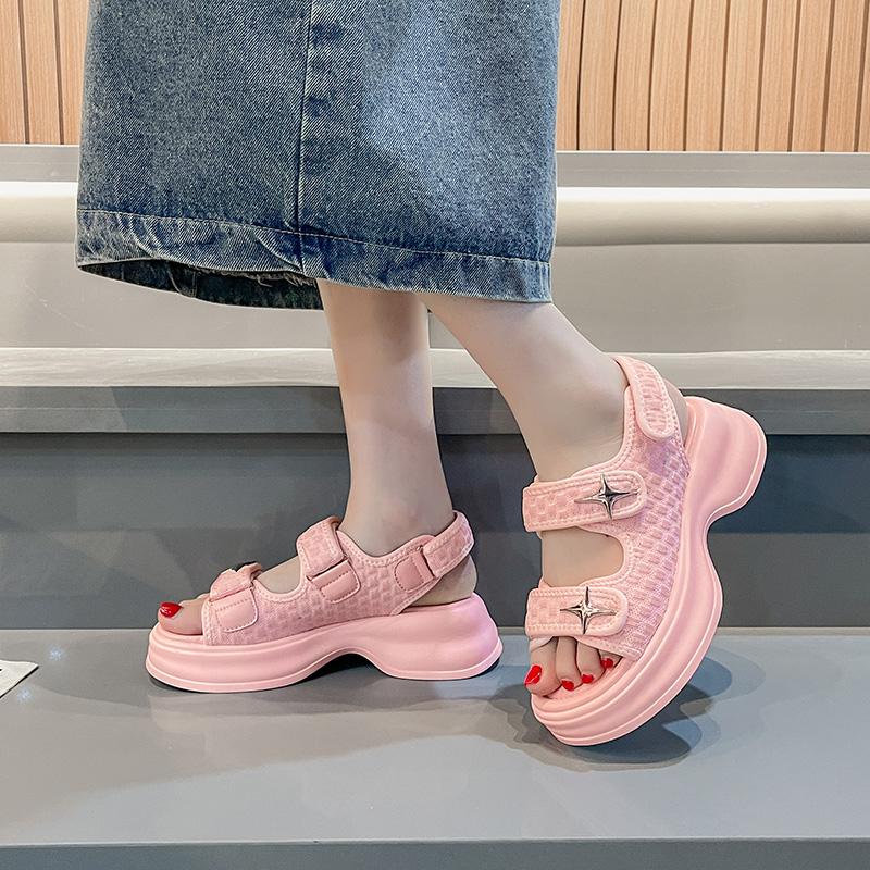 Fashion Luxury Woman Platform Sandals Ladies Elegant Medium Women's Shoes Flats Summer Sandals Women 2025 New Designer Shoes Girls