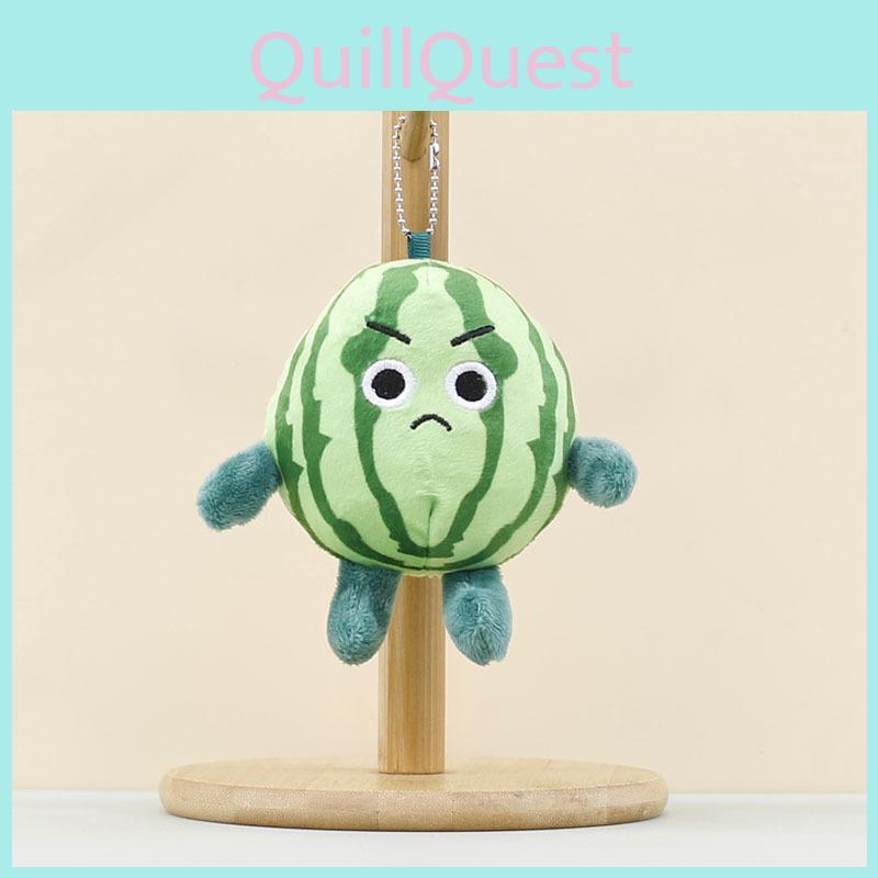 Keyring Watermelon Plushie With Embroid Smiling And Frowning Expressions Design