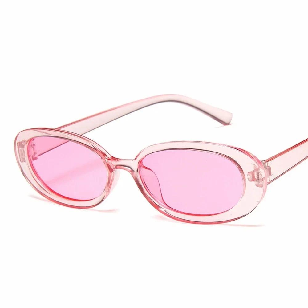 

XaYbZc Pink Retro Sunglasses Oval Sunglasses Women Retro Brand Designer Vintage Ladies Cat Eye Pink Sun Glasses UV400 As Picture