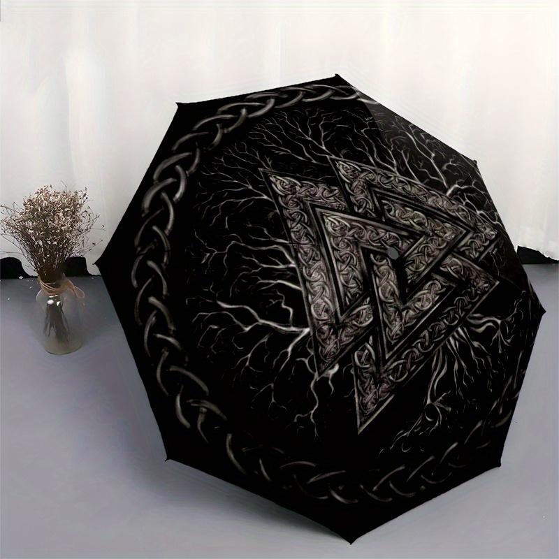 Valknut Tree of Life Norse Symbol Umbrella, Portable 3-Fold Umbrella for Men & Women,Christmas Gift ES311