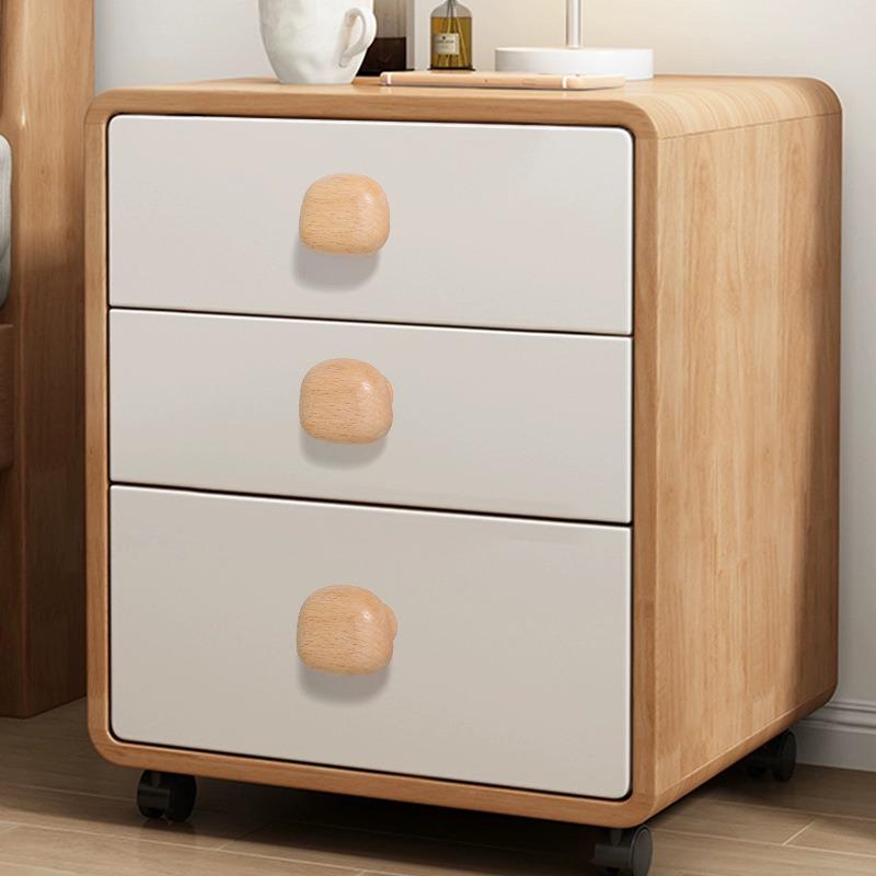 Nordic Solid Wood Bedroom Cabinet with Pebble-Shaped Handles