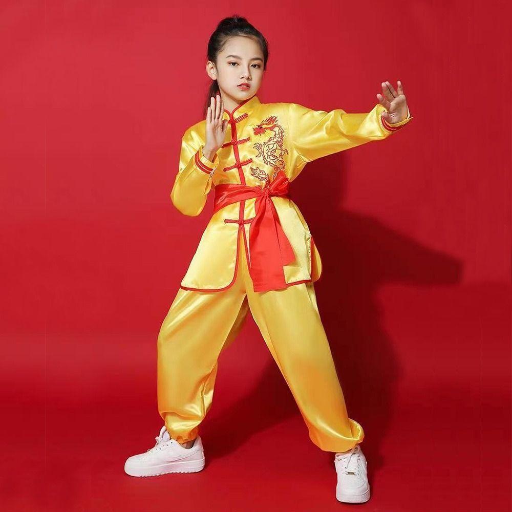 Long Sleeves Wushu Costume Chinese Traditional Martial Art Uniform Tai Chi Uniform  Kids Boys Girls