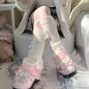 Cute Bowknot Calf Lolita Japanese-style Knitted Leg Warmers Slouchy JK Knee-high Socks Autumn Winter Warm Sweet Girl Socks