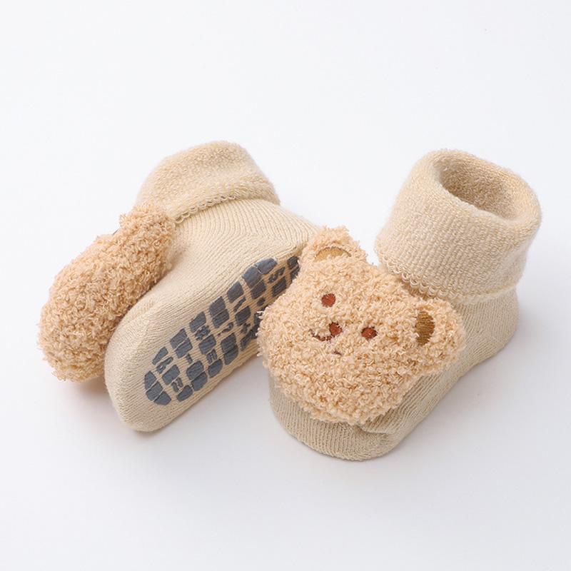 1Pair Middle Tube Socks Winter Cotton Cute Thick Boy Bear Baby Socks Girls Anti Slip Soled Toddler Floor Socks Soft
