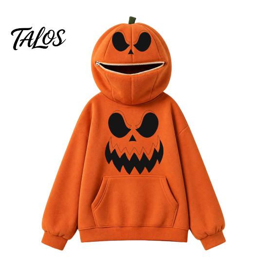 Halloween Pumpkin Hoodie Women Oversized Hoodie, Fall Long Sleeve Hooded Loose Fit Sweatshirt with Pocket, Jack-O-Lantern Holiday Costume Pullover Top