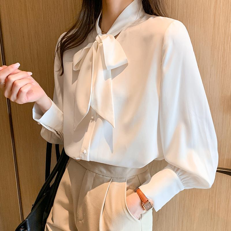 Arrival Shirt Womens Blouse Vintage Work Casual Tops Chiffon Blouse Bow Elegant Loose Women Business Shirts