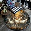 Enchanted Forest Deer Round Area Rug,Carpet Rug for Living Room Bedroom Sofa Playroom Decor,Non-slip Floor Mat
