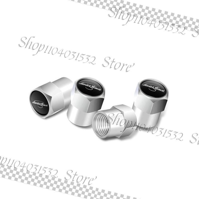4Pcs Laurin & Klement Emblem Car Wheel Tire Valve Stem Cap Airdust Waterproof Cover For Skoda Superb Kamiq Octavia Rapid Yeti hbkm45