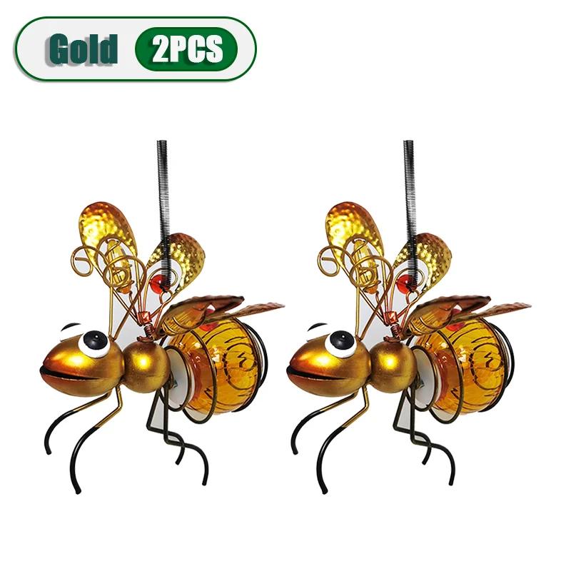 5PCS Solar-Powered Hanging Metal Ladybug Light  Garden Decor  Lady Sculpture with Bouncy Springs Summer Outdoor Art Decorations