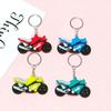 Soft Rubber Motorcycle Keychain: Cartoon Racing Pendant