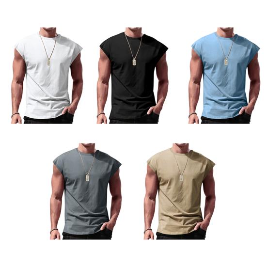 T-Shirts Crew Neck Sleeveless Cut Top for Men Summer Lightweight Soft Breathable Cool