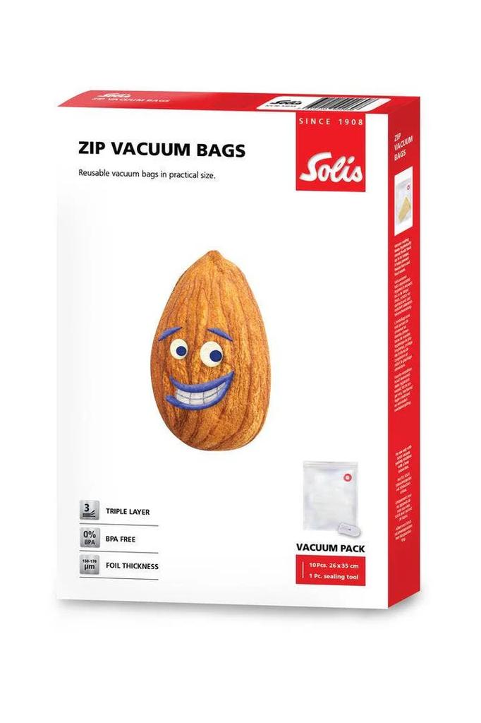 Solis Zip Vacuum Bags - 26 X 35 Cm X 10 Pcs Transparent