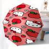 Hello Kitty,Apples Automatic Folding Umbrella-Simple 8-Rib Design, Bright Cartoon Pattern, Durable Iron Frame, Suitable For Travel, Outdoor,