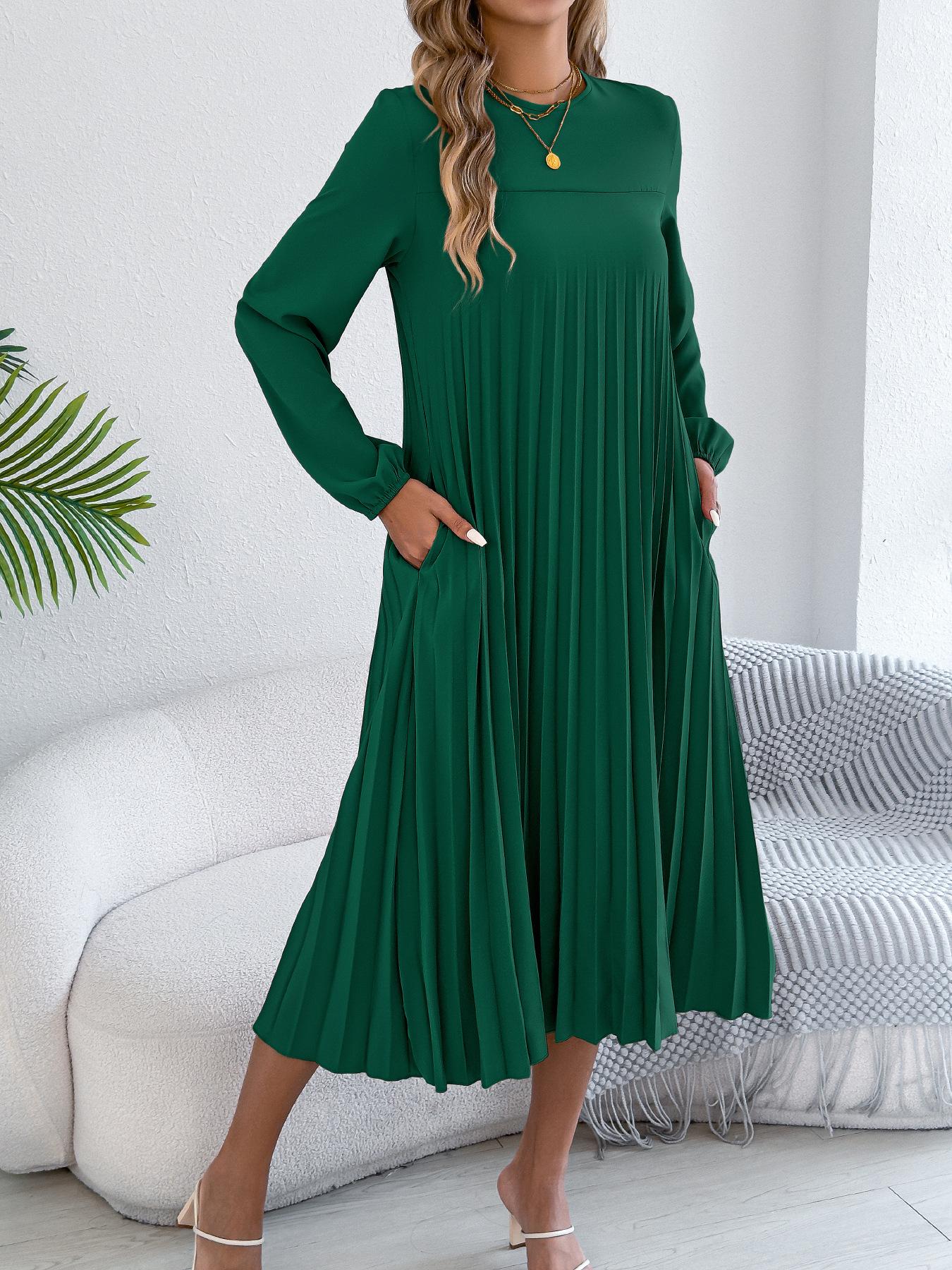 

women s High Waist Ruched Long Sleeve V Neck Slit Maxi Dress Solid Color Evening Party Gown S зелёный