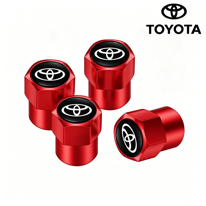 4Pcs Aluminum Alloy Tire Valve Caps Anti Leak Dust Cover Car Wheel Accessory For Toyota Hilux Corolla RAV4 Camry Highlander C-HR
