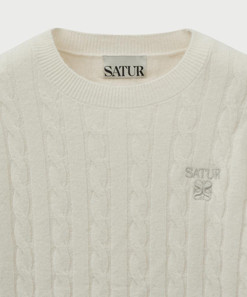 Seteo (W) Soft Touch Cable Crew Neck Knit Cream