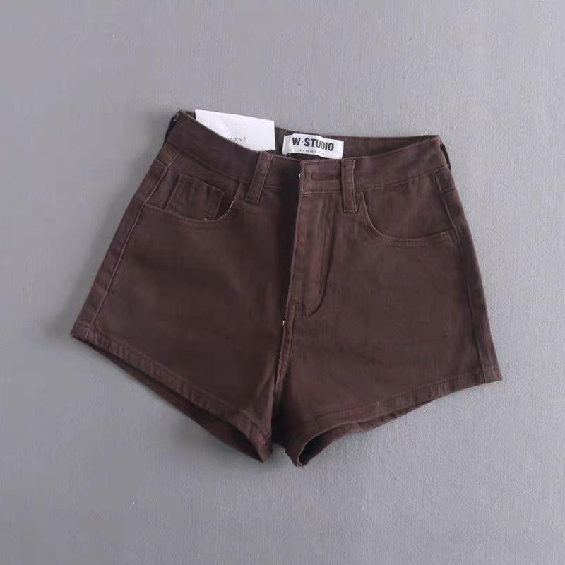 2025 Dámské elastické džínové šortky v korejském stylu - Zvedající boky, Petite, Všestranné, Letní horké kalhotky.