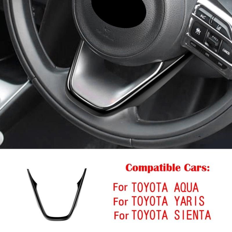 For Toyota Yaris Cross Aqua Sienta Interior Accessories ABS caronfiber black Steering Wheel U shaped Cover trim