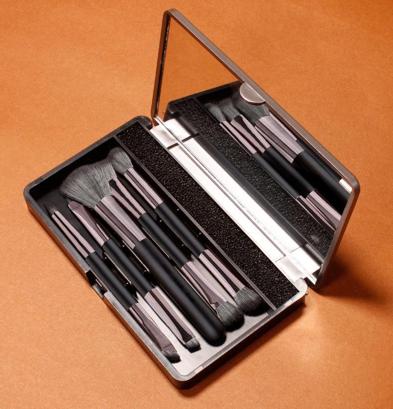 Little Sparrow 5 Double-Ended Eyeshadow Brushes with Mirror Box - Portable Makeup Tool Set